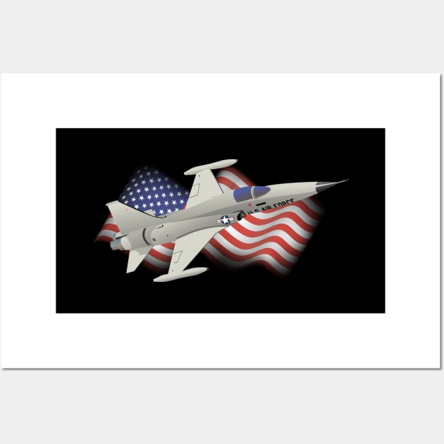 Patriotic F-5 Light Fighter Aircraft Wall Art by NorseTech